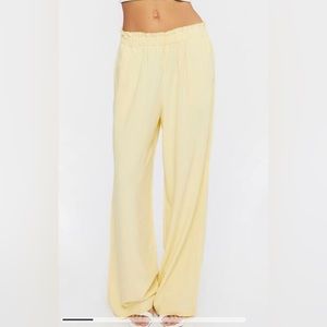 NWT Black Wide Leg Linen-Like Paperbag Pants Size L